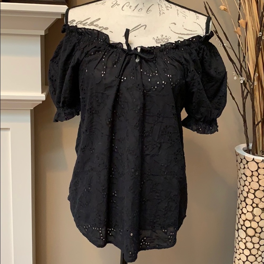 Grand & Greene Black Eyelet Blouse